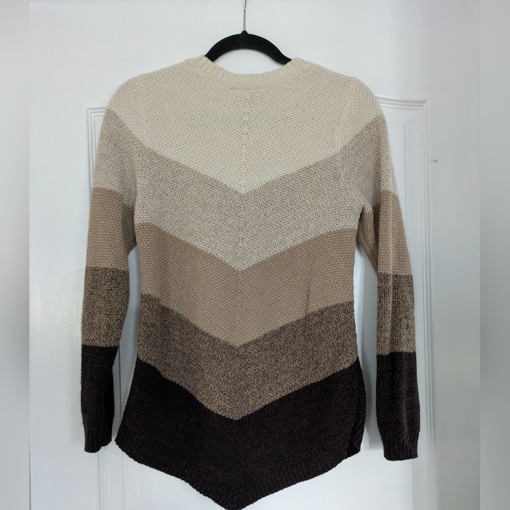 AGB Sweater Womens S Neutral Ombre Chevron Classic‎ Cozy Flattering - Picture 3 of 5